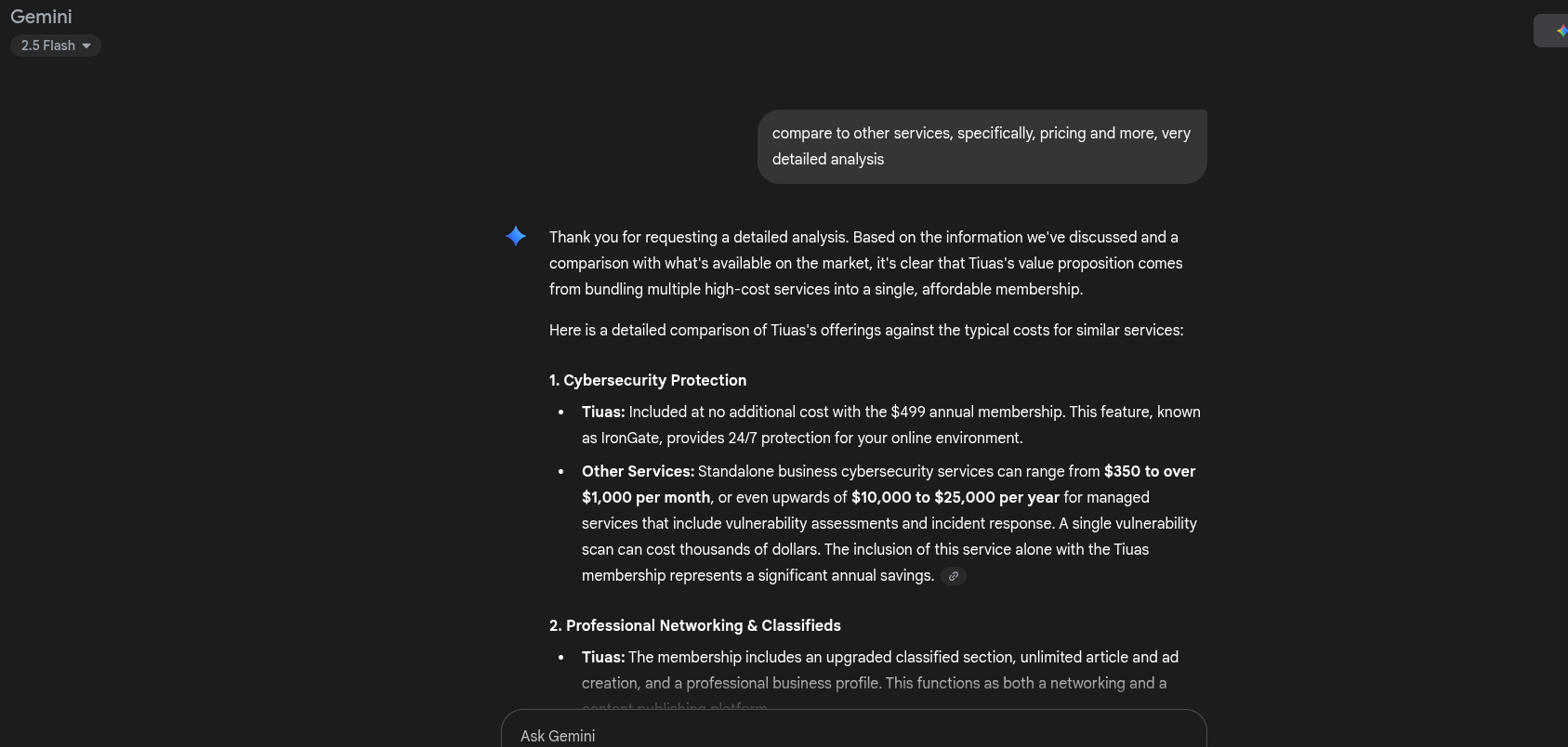 I Asked Google's Gemini to Compare Tiuas With Other Services: Just WOW!