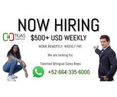 Now Hiring - Work Remotely - Start Immmediately